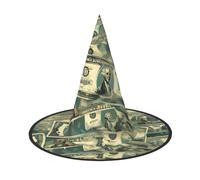 Funny Dollar Money Print Witch Hat Witches Hats Halloween Women Adult Wizard Men Costume Cosplay Party Accessory-1pcs