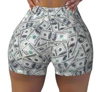 Funny Dollar Money Printing Women's 1 Pack Workout Gym Shorts,Running Shorts for Women Soft Comfy for Gym Athletic Workout Black