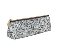 Funny Dollar Money Triangle Leather Case Multi Functional Cosmetic Bag Portable Makeup and Stationery Storage Bag , White, One Size, Lightweight