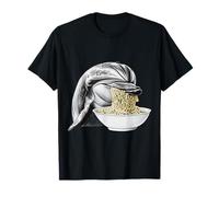 Funny Dolphin Eating Ramen Noodles Bowl Design T-Shirt