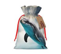 Funny Dolphin Looking at You Gift Bag with Handles and tag, Perfect for Christmas, Birthday, Wedding or Daily Gift - (S)