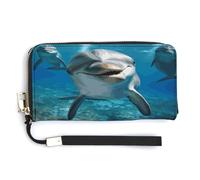 Funny Dolphin Looking at You Long Ladies Wallet for Men And Women,Slim Wallet with Zipper Pocket,Travel Wallets in Gift Box