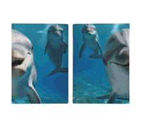 Funny Dolphin Looking at You Passport Holder Cover PU Leather Waterproof Passport Case Travel Wallet with Credit Card Slots for Women Men, style, 20.3x13.8cm