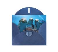 Funny Dolphin Looking At You Pattern Blank Greeting Cards For Birthdays, Valentine'S Day, Parties, Weddings, 4x6 Inches Blue Envelope