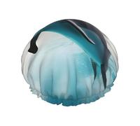 Funny Dolphin Looking At You Print Hair Cap With Adjustable Elastic Band And Vibrant, Shower Cap For Women Reusable Waterproof