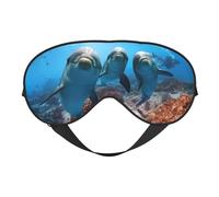 Funny Dolphin Looking at You Print Soft Eye Mask – Elastic Nighttime Shade, Light-Proof Blindfolds for Plane, Yoga, Travel