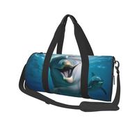 Funny Dolphin Looking at You Printed Sports Gym Bag for Men Women Foldable Duffel Bag Carry On Weekender Bag for Travel Sports