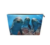 Funny Dolphin Looking at You Vagilo Leather Toiletry Bag - Stylish & Durable Toiletry Kit for Travelers, Cosmetic Organizer, Makeup Bag, Carry-On, Portable Organizer, Zippered Pouch