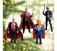 Funny Donald Christmas Ornaments 2024, Trump Cowboy Car Rear View Mirror Hanging, Patriotic American Christmas Tree Decorations (2PCS Style A)