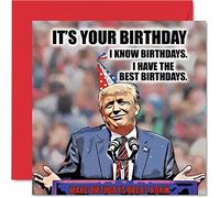 Funny Donald Trump Birthday Cards for Men Women - Trump Birthdays - Joke Happy Birthday Card for Friend Mum Dad Brother Sister Colleague Nan Grandad, 145mm Banter Humour Bday Greeting Cards