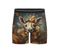 Funny Donkey And Beautiful Flowers Vintage Men'S Boxer Briefs Stretchy Briefs Fitted Comfortable Boxers Shorts Quick Dry Athletic Underwear XXL