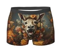 Funny Donkey And Beautiful Flowers Vintage Men'S Underwear Trunks Stretchy Athletic Underwear Antibacterial Boxer Pants Undershorts Cool Briefs Fitted L