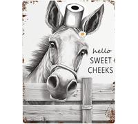 Funny Donkey Bathroom Metal Sign Retro Donkey Wall Art Rustic Donkey Wall Decor for Bedroom Bathroom 8x12 Inch
