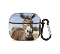 Funny Donkey Bluetooth Earbuds Case Cover Full Body Shockproof Protection Hard Case Support Wireless Charging with Keychain Personalized Gift for AirPods 3