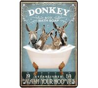 Funny Donkey Decor Bathroom Decor Bathtub Decor Donkey lovers Donkey Accessories Farm Decor Donkey Signs Wall Art Poster Retro Metal Poster Bar Home Bathroom Wall Decoration Sign 8x12 Inch