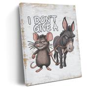 Funny Donkey Decor Canvas Wall Art Wall Decor, Retro Sarcasm Quirky Donkey Gifts Animal Lovers Framed Prints Poster Artwork for Office Home Bedroom Farmhouse Living Room,11.4x15IN