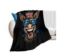 Funny Donkey England Flag Flannel Throw Blanket Personalised Lightweight Warm Winter Blankets for Bed Sofa 50"*60"（130 * 150cm）