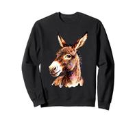 Funny Donkey Head - Smiling Donkey Art Farm Animal Graphic Sweatshirt