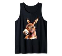 Funny Donkey Head - Smiling Donkey Art Farm Animal Graphic Tank Top