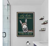 Funny Donkey Hello Sweet Cheeks Quote Canvas Painting Vintage Bathroom Posters and Prints Wall Pictures for Living Room 40x50cm Frameless