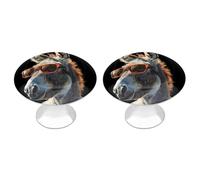 Funny Donkey in Glasses Funny Round Cabinet Knobs Stainless Steel Drawer Pulls Door Handles Decoration
