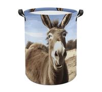 Funny Donkey Laundry Basket with Handles, Laundry Hamper with Internal Support, Foldable Waterproof Clothes Hamper 44x35cm for Bedroom, Bathroom, Laundry Room, Living Room
