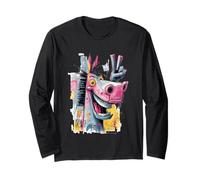 Funny Donkey Peace Graffiti Pop Character Graphic Art Face Long Sleeve T-Shirt