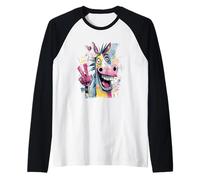 Funny Donkey Peace Graffiti Pop Character Graphic Art Face Raglan Baseball Tee