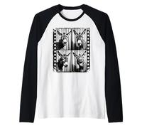 Funny Donkey Photo - Smiling Donkey Face Farm Animal Vintage Raglan Baseball Tee