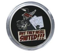 Funny Donkey Poker Commemorative Coin - 2024 Las Vegas Style Iron Coin Featuring “But They Were Suited!!!” Design with Playing Cards, Casino Collectible for Humor & Card Players