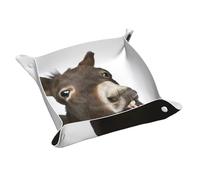 Funny Donkey Print Leather Valet Tray For Women,Travel Organizer, Trinket Jewelry Cosmetic Organizer Tray
