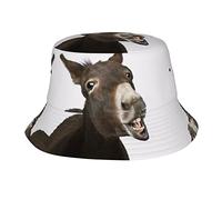 Funny Donkey Printed Bucket Hat Unisex Trendy Lightweight Outdoor Hot Fun Summer Beach Vacation Getaway Headwear Black, Black, One size