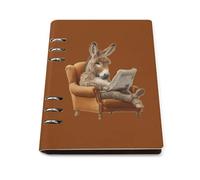 Funny Donkey Reading Newspaper Leather A5 Binder Notebook Refillable Travel Journal with 90 Sheets Personal Planner for Women Men