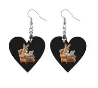 Funny Donkey Reading Newspaper Printed Wooden Earrings Pendants Lightweight Dangle Drop Earring Charms Gifts for Women