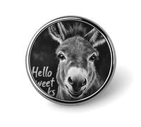 Funny Donkey Round Brooches And Pins for Women 1" Men Lapel Pin for Hat Bag Backpack Decor