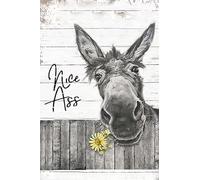 Funny Donkey Sunflower Bathroom Wall Art Metal Tin Sign Bathroom Wall Decor Nice Ass Farmhouse Bathroom Sign for Toilet Restroom Washroom Decor Gifts Vintage Retro Poster Plaque Donkey Accessories