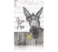 Funny Donkey Sunflower Nice Ass Vintage Metal Tin Sign Retro Wall Decor for Home Bathroom Restroom Washroom Toilet Decor 8x12 Inch