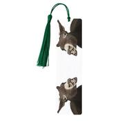 Funny Donkey Tassel Bookmarks Set for Women, 5 Pc Wooden Book Study Supplies Accessories for Reading