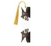 Funny Donkey Tassel Bookmarks Set for Women, 5 Pc Wooden Book Study Supplies Accessories for Reading