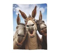 Funny Donkey Throw Blanket Cute Animal Donkey Gifts Blanket for Kids Adults Super Warm Soft Cozy Plush Fleece Flannel Blanket for Sofa Couch Bedding Birthday Gifts 40"x50"