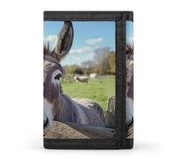 Funny Donkey Trifold Men's Wallets with 8 Card Slots & Key Hook Slim Travel Purse Money Clip