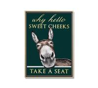 Funny Donkey Why Hello Sweet Cheeks Have A Seat Quote Canvas Painting Mental Posters and Prints Wall Pictures for Living Room (Color : A, Size : 50x70cm no Frame)