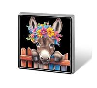 Funny Donkey With Flowers Printed Brooch Pins Badge Button Tie Lapel Backpack Pin Decoration for Women Men