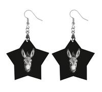 Funny Donkey Wooden Earrings Pendants Lightweight Wood Drop Charms Statement Jewelry Gifts for Women Love