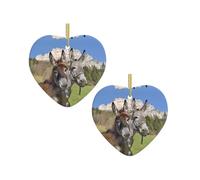 Funny Donkeys Christmas Decorations Ornament Christmas Tree Decorations,Print Heart Shape Ceramic Hanging Ornament