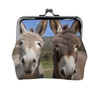 Funny Donkeys Full Double-Sided Printed Pattern Women's and Girls' Fashionable Leather Kiss Lock Coin Purse Card Bag