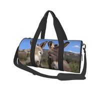 Funny Donkeys Large Round Travel Duffle Bag, Full-Print Canvas Weekender with Padded Lining, Multiple Pockets,Detachable Shoulder Strap and Soft Leather Handles
