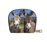 Funny Donkeys Leather Semi-Circular Card Bag, Compact and Convenient, Easy to Store