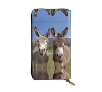 Funny Donkeys Leather Wallet - Fully Printed Design, Durable Faux Leather, Metal Zipper, Multiple Card Slots And Cash Pocket, Perfect For Elegant Men Or Women, A Stylish And Personalized Gift