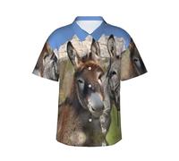 Funny Donkeys Mens Hawaiian Short Sleeve Shirt Summer Printed Business Casual Beach Surfing Boating Black